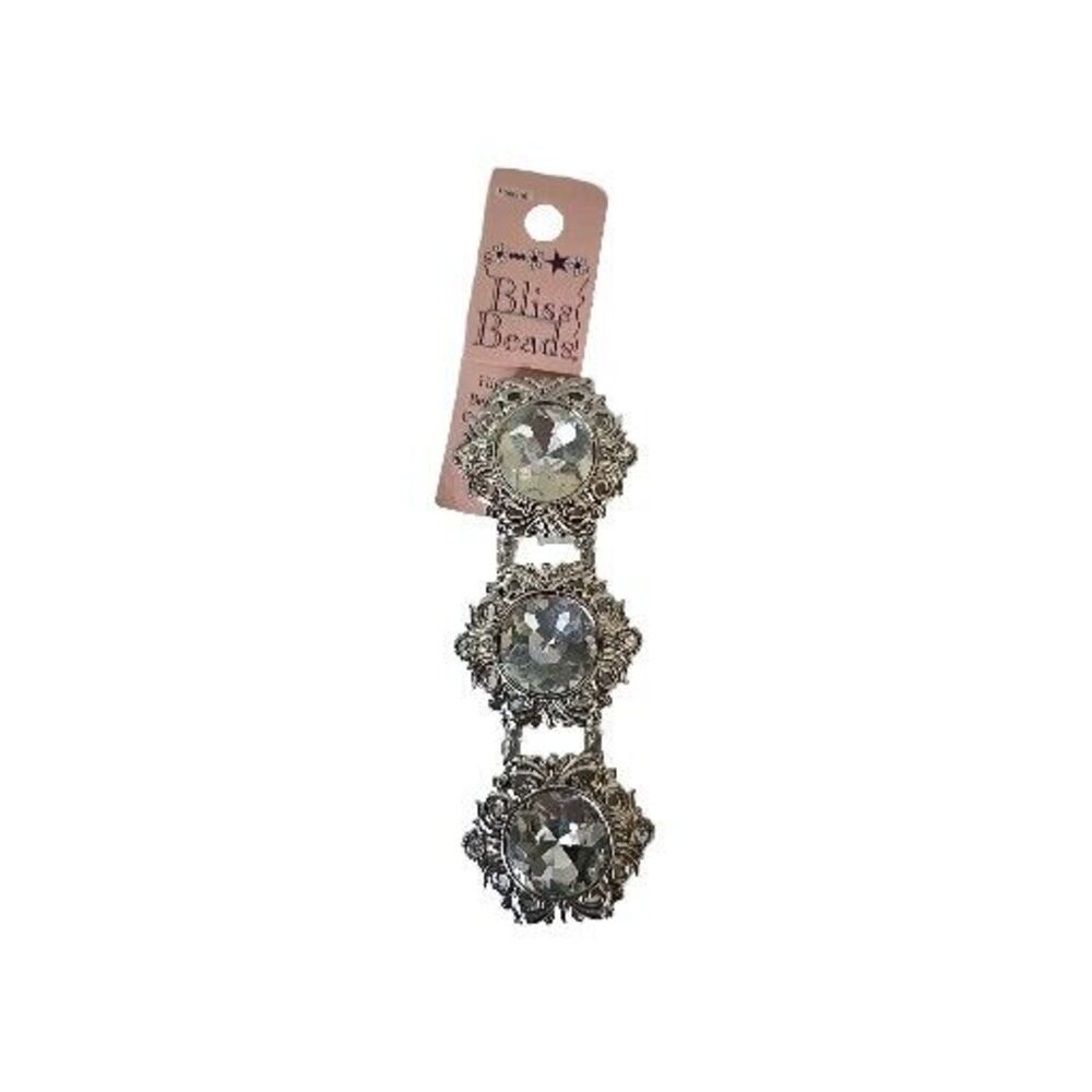 Bliss Beads 3 Piece Crystal Silver Slider Set #32521 Adjustable Bracelet